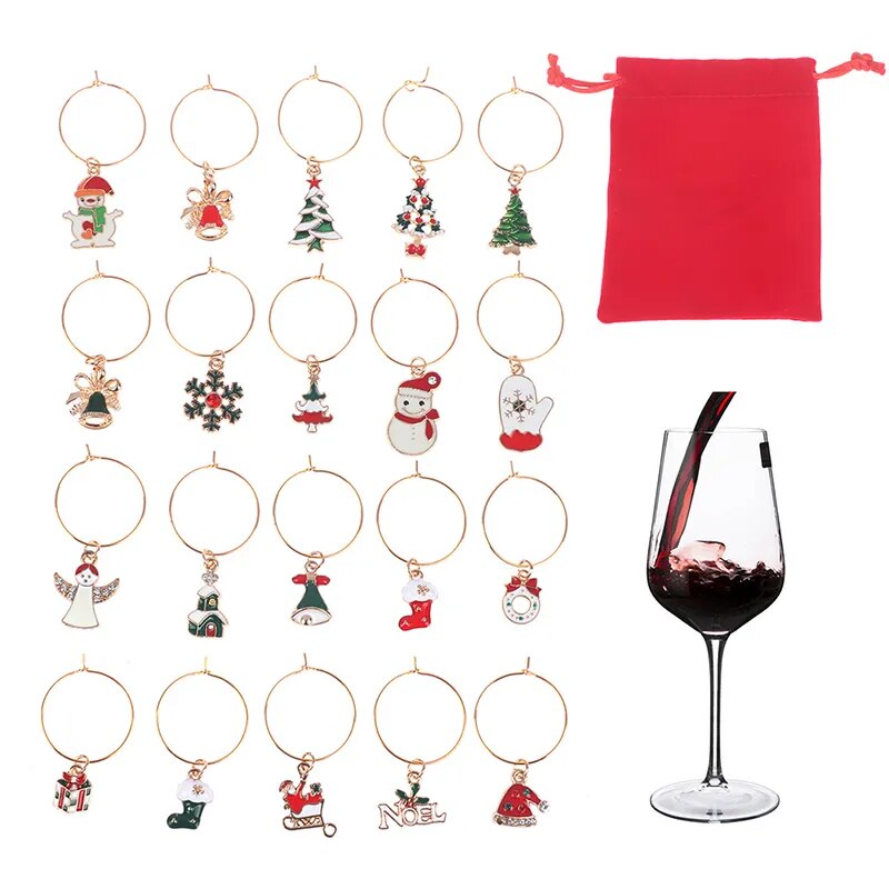 20Pcs Christmas Wine Glass Charms