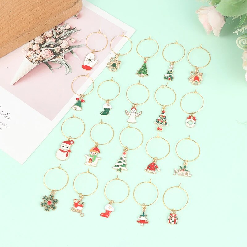 20Pcs Christmas Wine Glass Charms