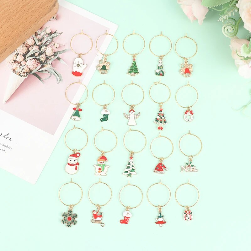 20Pcs Christmas Wine Glass Charms