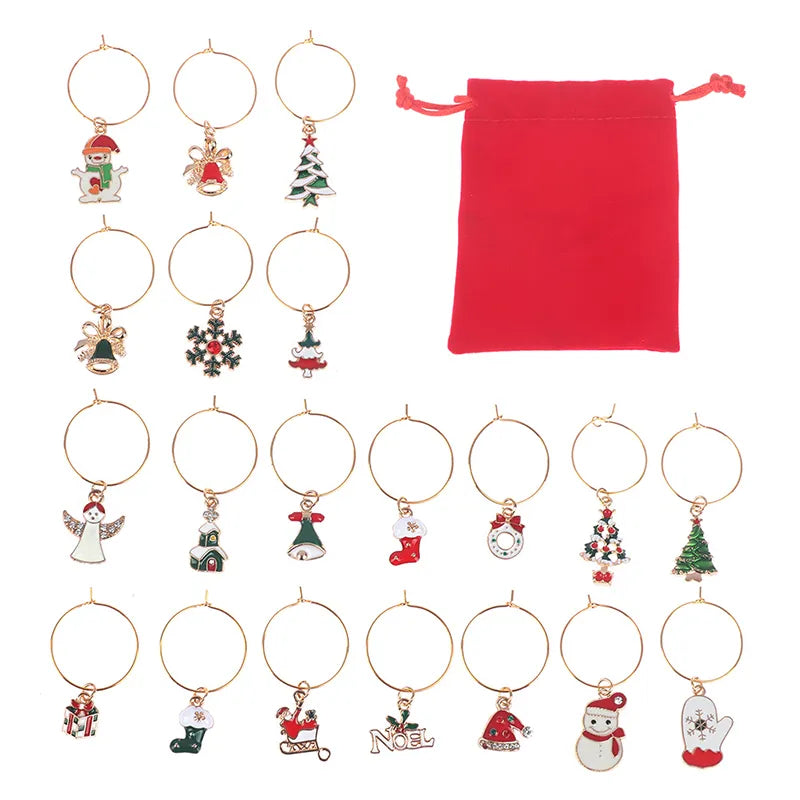 20Pcs Christmas Wine Glass Charms